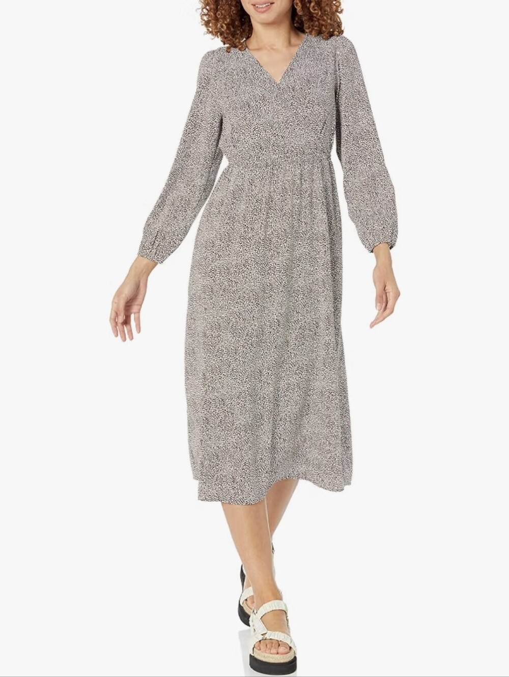 Long Sleeve Wrap Midi Dress